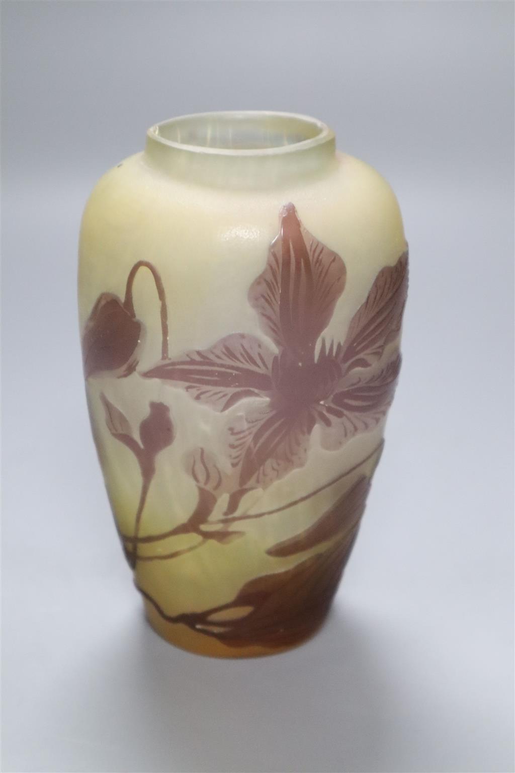 A Gallé-style cameo glass vase, 14.5cm